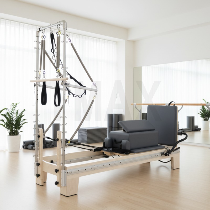 Pilates Yoga Home - YTYIN Tmax高品質ハーフ台形コアメープル木製ベッドヨガワークアウトホームピラティスリフォーマー（タワー付き）