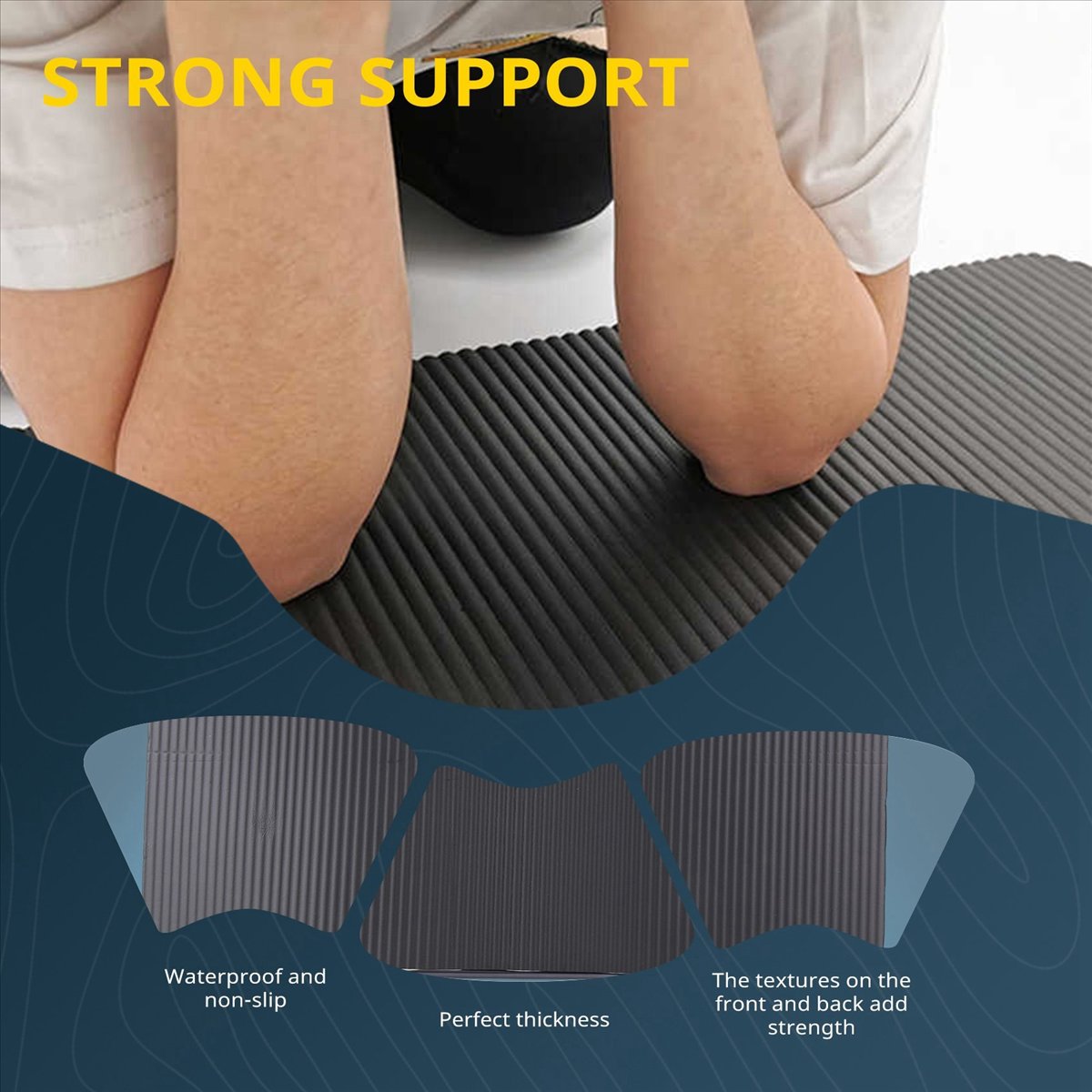 Pilates Yoga Knee Pads - Doings 15MM厚ヨガマット コンフォートフォーム膝肘パッドマット エクササイズヨガピラティス屋内パッド フィットネストレーニング用 ブラック
