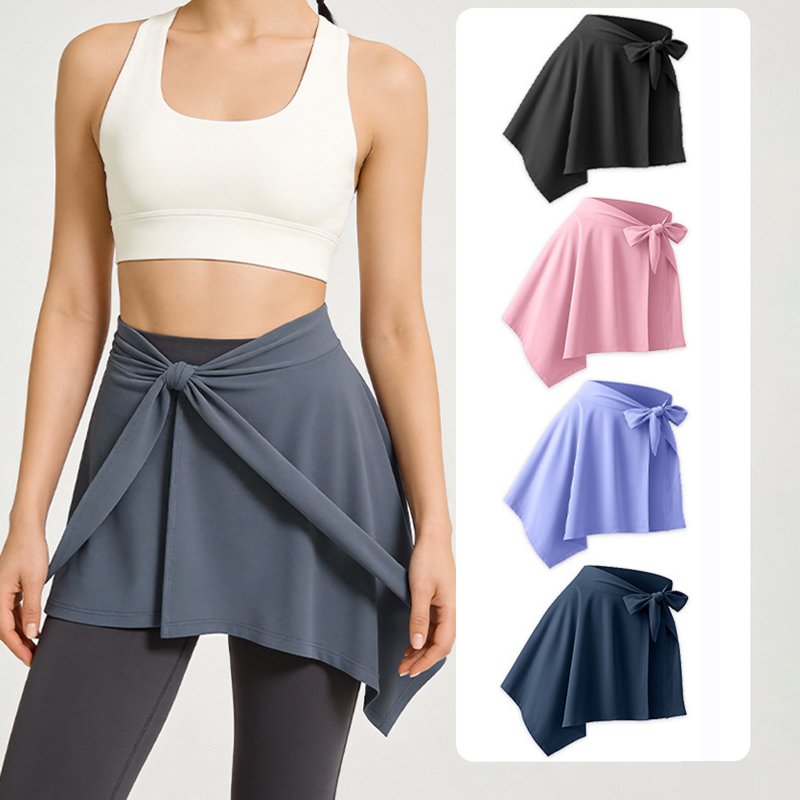 Yoga Pilates Girl - ヨガ女性用ショートスカート フィットネスダンスワークアウト ラップスカート ピラティス覗き見防止 バレエ女子大生 ヒップカバー