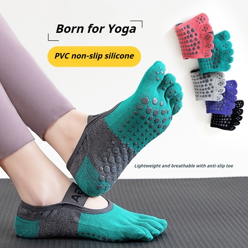 Yoga Pilates Yoga - プロのピラティス用滑り止め付き五本指アンクルソックス 女性用 オールシーズン対応 通気性 フィットネス ヨガ