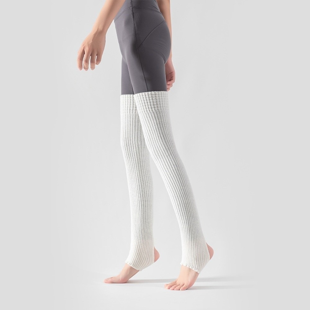 Yoga Pilates Girl - エクササイズ用ニーハイバレエレッグウォーマーフットカバーソフトロングフットカバー無地ピラティスヨガニットソックス女性女の子用