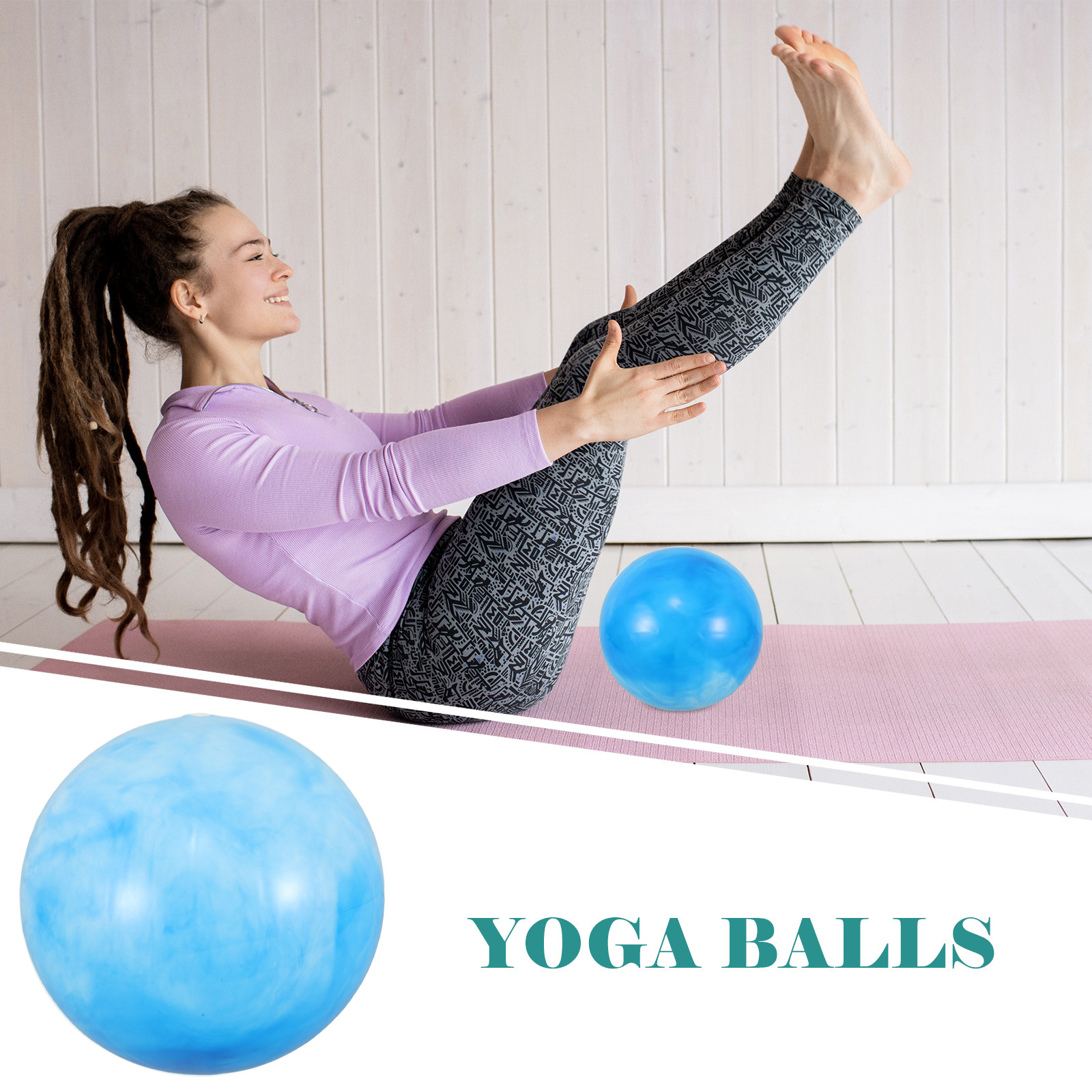 Pilates Yoga Tone - ミニピラティスボール 25cm 水彩画風 ノンスリップヨガボール ホームトレーニング ヨガセッション