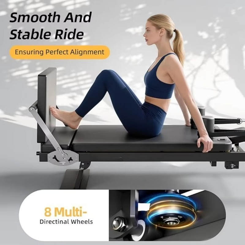 折りたたみ式ピラティスリフォーマーマシン、合金鋼フレーム、ポ - Pilates Yoga Home のレビューと価格
