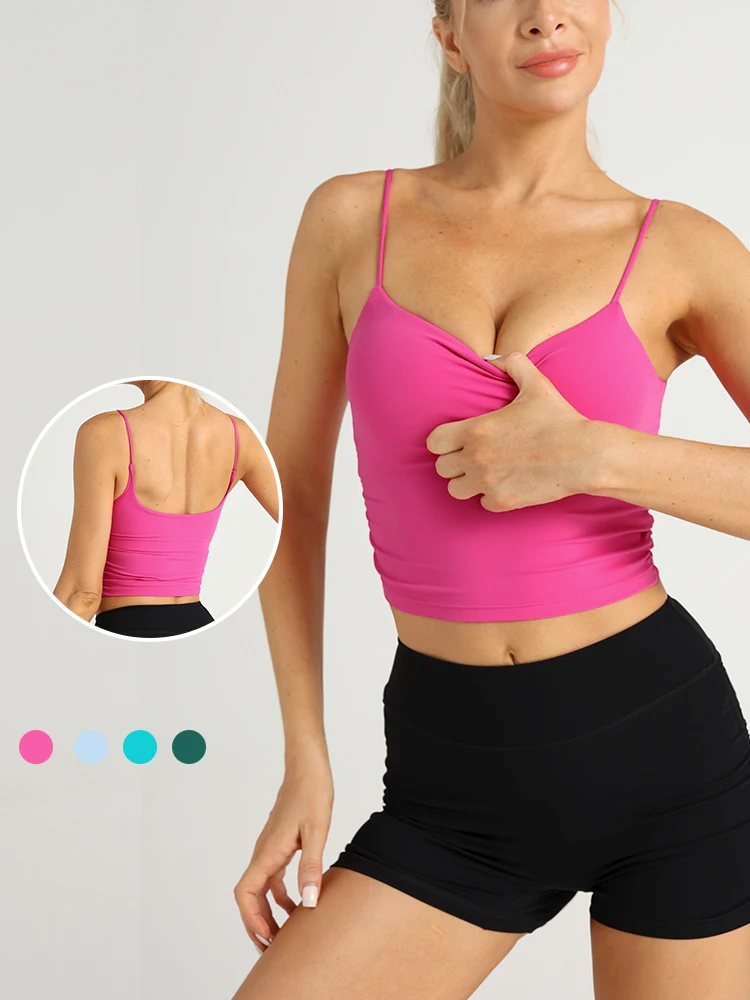 夏用スリムフィットヨガジムウェア高弾性取り外し可能ブラパッド - Pilates Yoga Clothes のレビューと価格