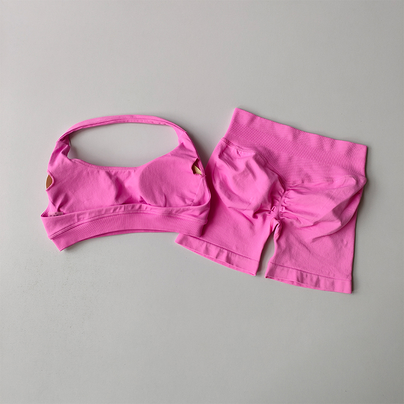 セクシーなホルターネック美しいバックハイウエストピーチスポー - Pilates Yoga Clothes のレビューと価格