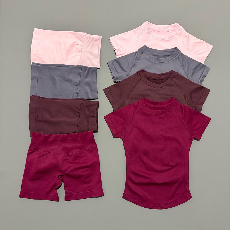 2 個 HISTELLO スポーツセット半袖シームレスヨガト - Pilates Yoga Clothes のレビューと価格