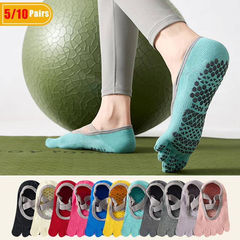 5/10 ペアの女性用コットンヨガ 5 本指ソックス汗吸収ソ - Yoga Pilates Yoga のレビューと価格