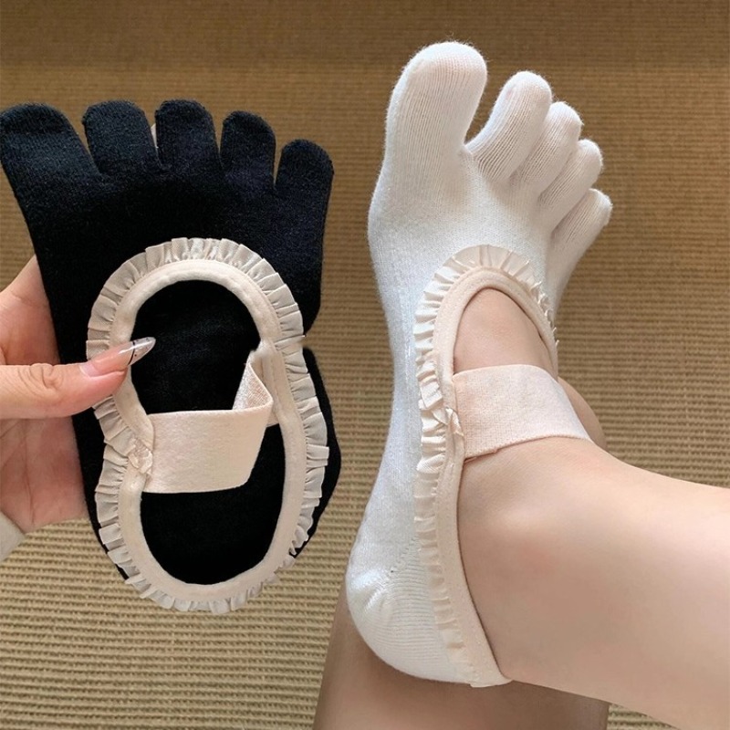 レディース通気性スイートラッフルボートソックス滑り止めヨガピ - Yoga Pilates Girl のレビューと価格