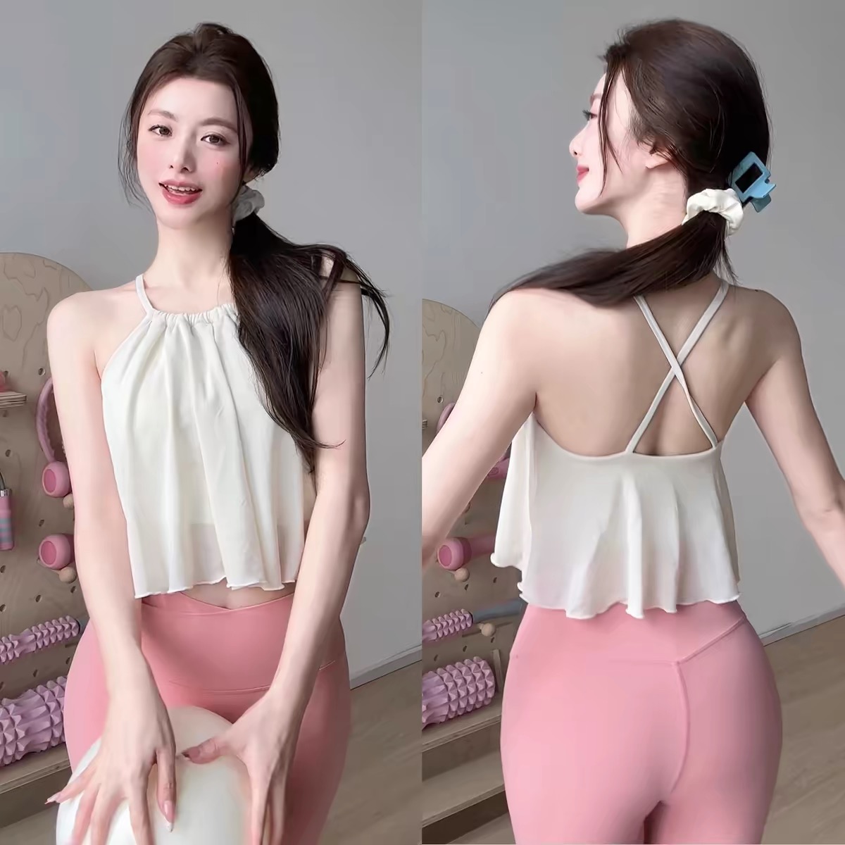クラウドセンシングメッシュ小さなサスペンダースポーツブラ女性 - Pilates Yoga Clothes のレビューと価格