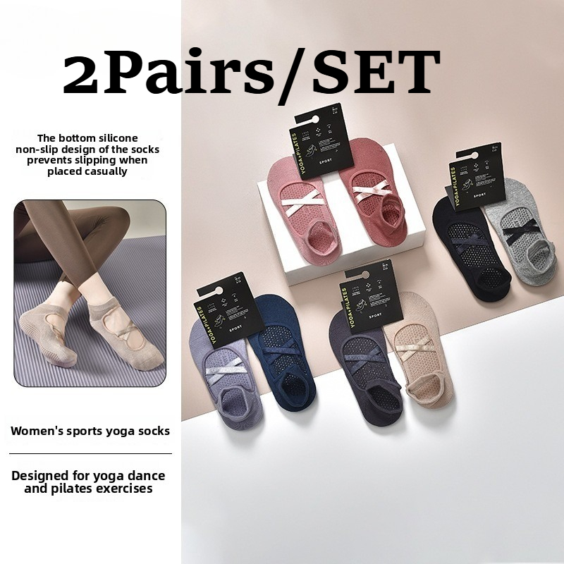 2 ペア通気性綿吸汗性ヨガソックスシリコーン滑り止めフロアソ - Pilates Yoga Clothes のレビューと価格