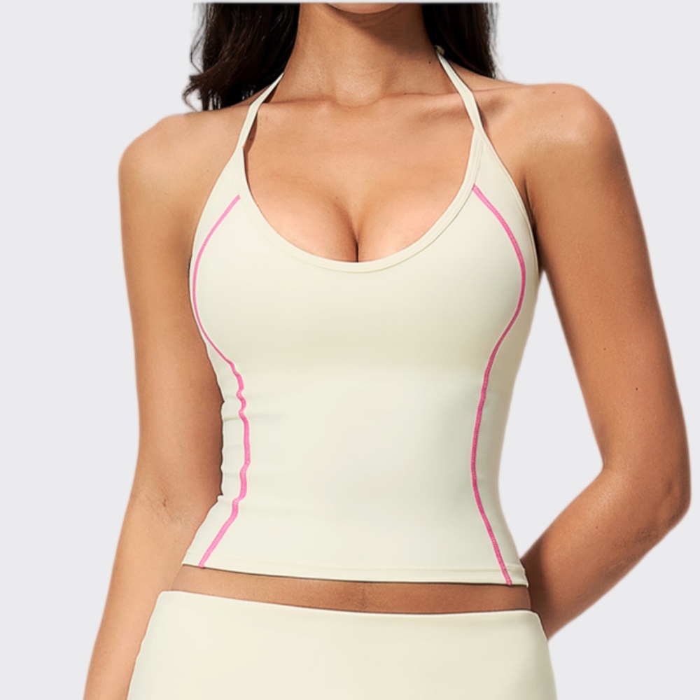 女性用ホルターネックヨガタンクトップ、ジムウェア、取り外し可 - Pilates Yoga Clothes のレビューと価格