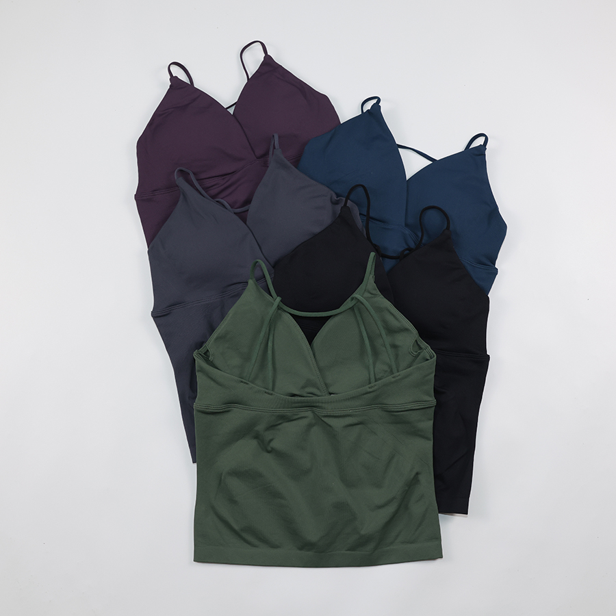 ツイストフロントバックレスジムトップ女性用外出トップスパッド - Pilates Yoga Clothes のレビューと価格