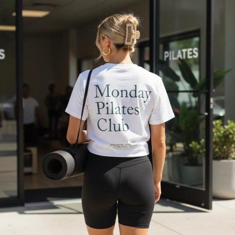 ピラティス用シャツ マンデー ピラティス クラブ ヨガ用Tシ - Pilates Yoga Wellness のレビューと価格